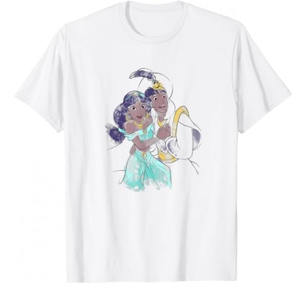Disney Valentine_s Day Aladdin _ Jasmine Sketch T-Shirt Disney Valentine_s Day Aladdin _ Jasmine Sketch T-Shirt